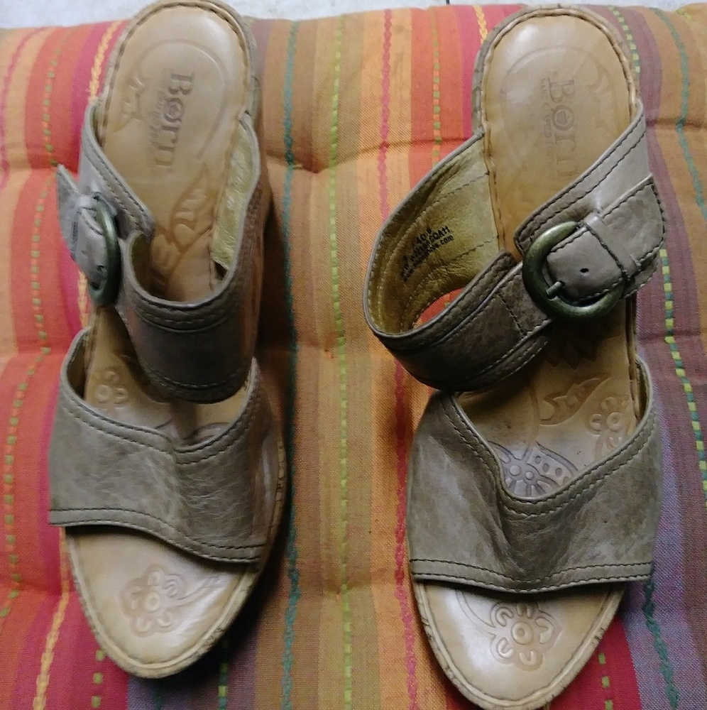 Born leather tan wedges